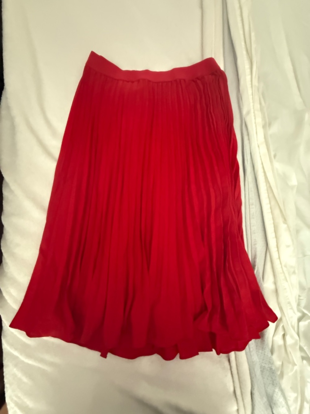 Grace Karin Red Pleated A-Line Skirt